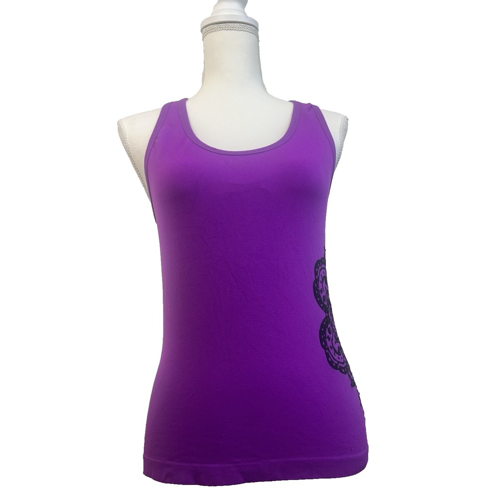 Morera Sz L  Dark Magenta With Black Accents Athletic Tank Top with Bra Shelf